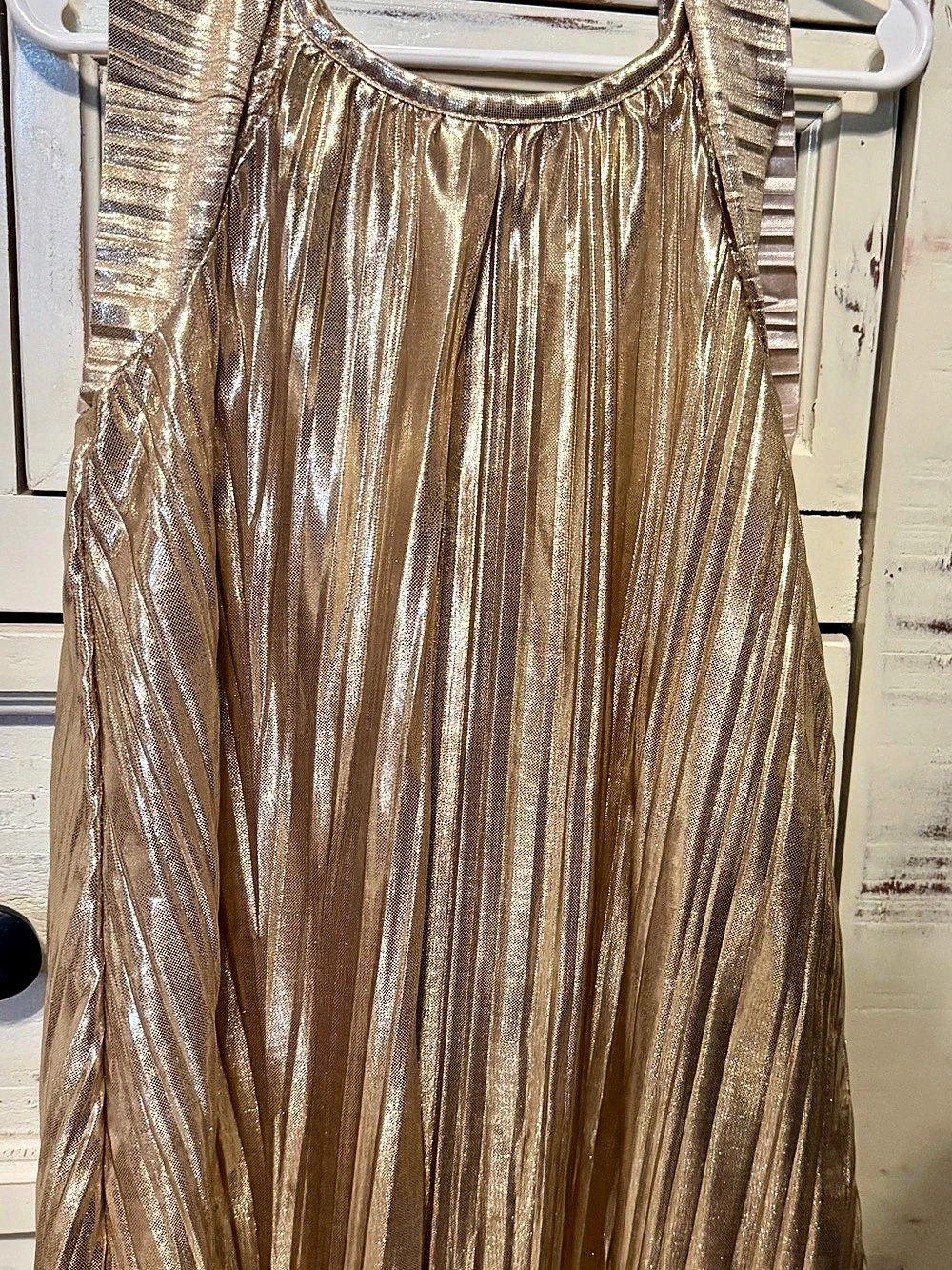 Girl Metallic Gold Dress Like New